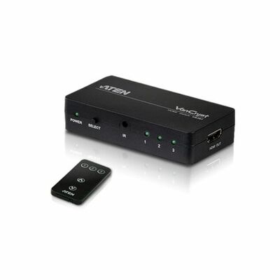 Video selektor/switch HDMI 3IN/1OUT prepínanie cez IR+ tlačidl., 18G, HDMI 2.0 4k@60Hz