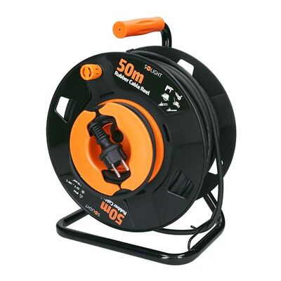Predlžovačka bubon 50m 1 zásuvka, 1.50mm² guma,  IP44, 16A, 3680W, čierna