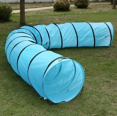 Agility tunel TENT, preliezací, dĺžka 300cm, s priemerom 60cm, polyester, modrý