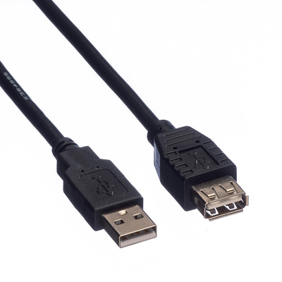 Kábel USB 2.0 A-A M/F 3m, High Speed, predlžovací, čierny