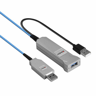 Kábel USB 3.2 Gen 1, AM/AF Typ C 30m, 5Gbps, predlžovací, čierny, aktívny, optický
