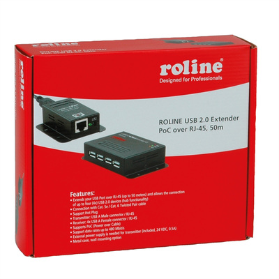 Predĺženie USB 2.0 cez TP do 50m, USB hub (4port), PoC (Power Over Cable)