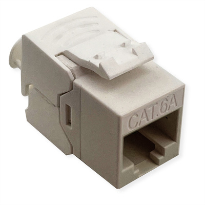 Konektor Keystone cat.6a, netienený, biely, beznástrojový (toolless), SLIM, ShortBody