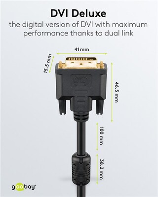 Kábel DVI-D M/M 10m, Dual-Link, 3840x2160@30Hz, HQ s ferrit., čierny, G pozl. Konektor