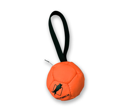 Lopta FUN "futbalová" s priemerom 8cm, s uškom, ekokoža, oranžová