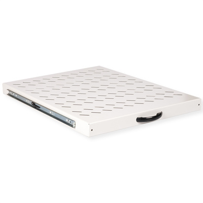 19" Polica 550mm, max. 25kg, 1U, sada skrutiek a podložiek v balení, sivá