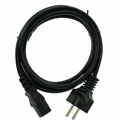 Kábel sieťový 230V, vidlica (CEE7/7) priama - C13, 3m, 1.00mm2, 10A, čierny