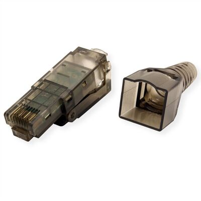 Konektor 8/8 RJ45 cat.6, netienený, na drôt, montáž bez klieští (toolless), čierny, AWG 23-26