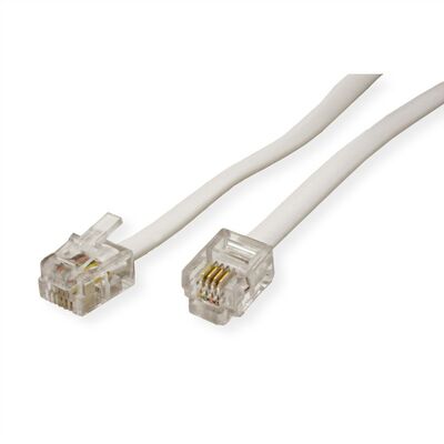 Kábel telefónny RJ12/RJ12, 6m, M/M, biely (6/4)