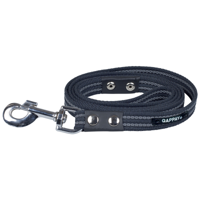 Vodítko s uškom pogumované, 20mm/150cm, chrómová karabína, čierne