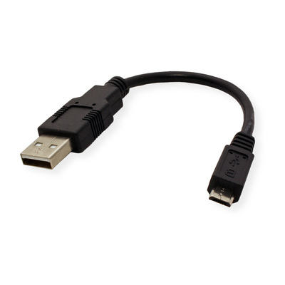 Kábel USB 2.0 A-MICRO-B M/M 0.15m, High Speed, čierny