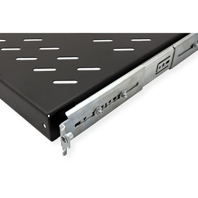 19" Polica 350mm, max. 25kg, 1U, sada skrutiek a podložiek v balení, čierna