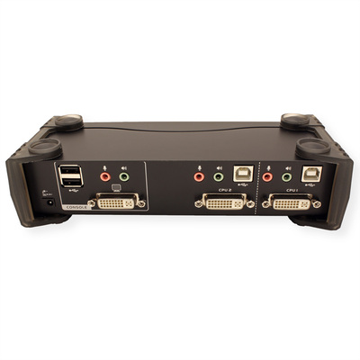 KVM switch/prepínač 2PC, DVI-I, USB, USB hub, audio