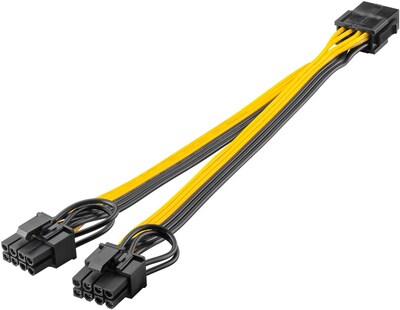 Kábel napájací interný PCI EXPRESS 8pin F na 2x 8pin (6+2) M, žltý