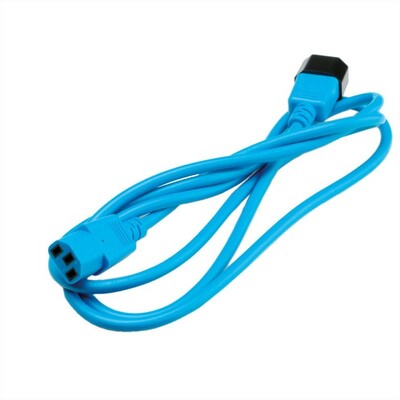 Kábel sieťový 230V predlžovací, C13 - C14, 0.8m, 0.75mm², 10A, modrý