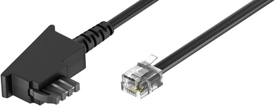 Kábel telefónny RJ11/TAE-F, M/M, 15m, Universal Pinout, biely