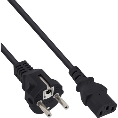 Kábel sieťový 230V, vidlica (CEE7/7) priama - C13, 0.3m, 0.75mm², 10A, čierny