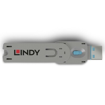 USB Port Blocker, 1 x kľúč na USB-A, modrý