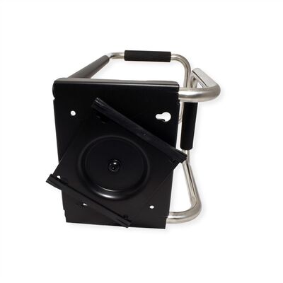 Držiak PC pod dosku stola, max 30kg pre PC široké 123-253mm, výška 357-557mm, otočný, čierny/sivý