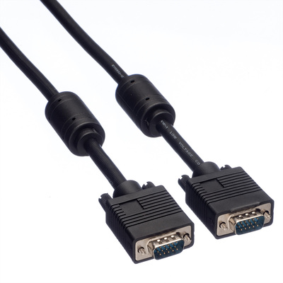 Kábel VGA M/M 2m, prepojovací, tienený, DDC, ferrit, HQ, čierny