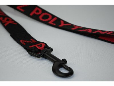 Vodítko s logom Z POLYTANU SK, s uškom, 2.5cm/130cm, čierna karabína, čierna+červená