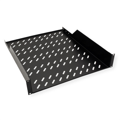 19" Polica 550mm, max. 25kg, 2U, sada skrutiek a podložiek v balení, čierna