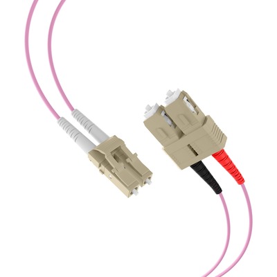 Fiber kábel LC-SC, 35m Duplex OM4(50/125µm), LSOH, 2mm, fialový