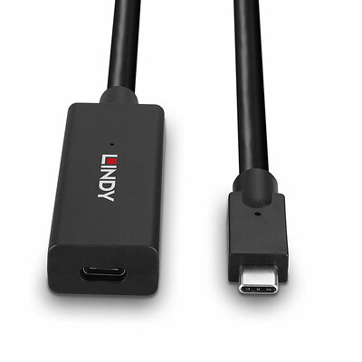 Kábel USB 3.1 Typ C CM/CF 5m, Super Speed+, 10Gbps, čierny, AKTÍVNY, predlžovací