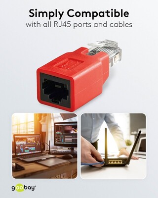 Adaptér RJ45 M/F cross/krížená, netienený, cat.5e, červený