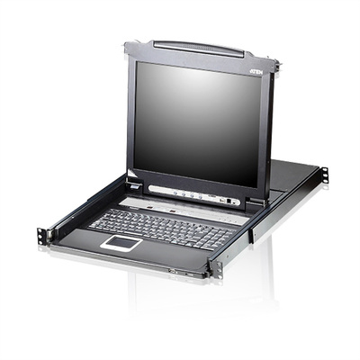 KVM konzola 19" LCD, 8PC, VGA, USB, PS2, SINGLE RAIL, EN layout