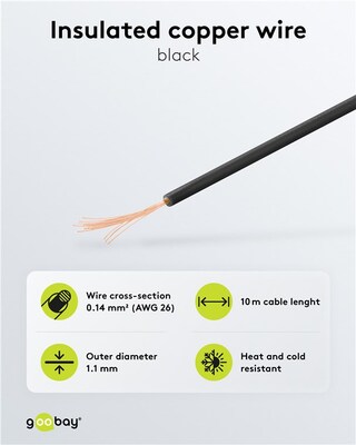 Kábel medený izolovaný 10m, 1x0.14mm, čierny