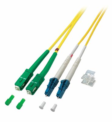 Fiber kábel LC-SC/APC, 2m Duplex OS2(9/125µm), LSOH, 2mm, žltý