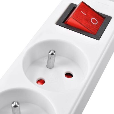 Predlžovačka 3m s 4 zásuvkami, s vypínačom, 1.00mm², biela