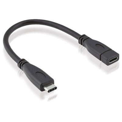 Kábel USB 3.2 Gen 2, Typ C CM/CF 0.15m, 10Gbps, PD 100w 20V5A, predlžovací, čierny