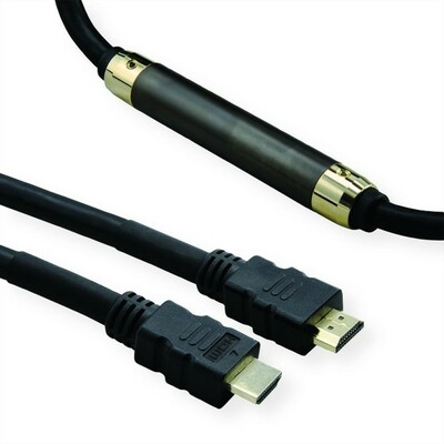 Kábel HDMI M/M 25m, High Speed+Eth, 4K@30Hz, HDMI 1.4, G pozl. kon., čierny, jednosmerný, Aktívny