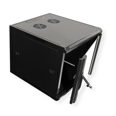 19" Rack na stenu 6U, čierny, 368x570x450mm (HxWxD), odnímateľné bočnice