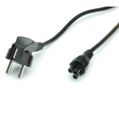 Kábel sieťový 230V pre notebook, vidlica (CEE7/7) lomená - C5, 3m, 1.00mm², 2.5A, čierny