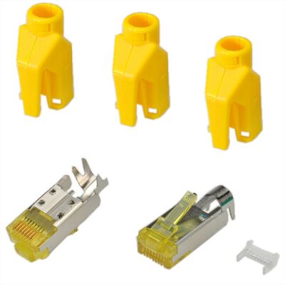 Konektor 8/8 RJ45 cat.6a, tienený, HiRose TM31, žltý, 50ks/bal
