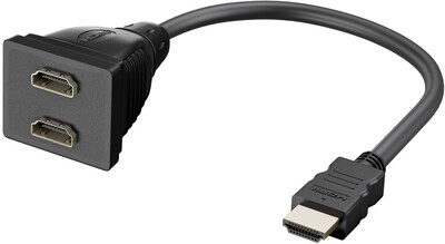Rozdvojka Y HDMI 1xM-2xF, 20cm, čierna