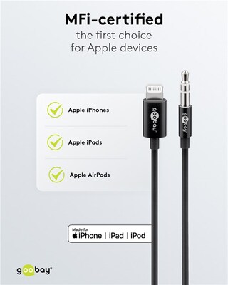 Kábel USB "Lightning" pre Apple / 3.5mm, Stereo jack M, 1m, High Speed, čierny