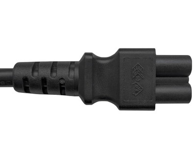 Kábel sieťový 230V pre notebook, vidlica (SI-32) Izrael lomená - C5, 1.8m, 0.75mm², 2.5A, čierny