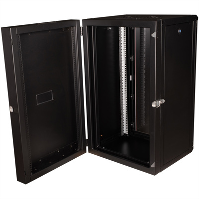 19" Rack na stenu 20U, čierny, 996x600x600mm (HxWxD), RAL9005, PRO, otočný (2-dielny)