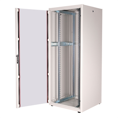19" Rack na podlahu 42U, 2010x800x800mm (HxWxD), BASIC, sklenené dvere, sivý