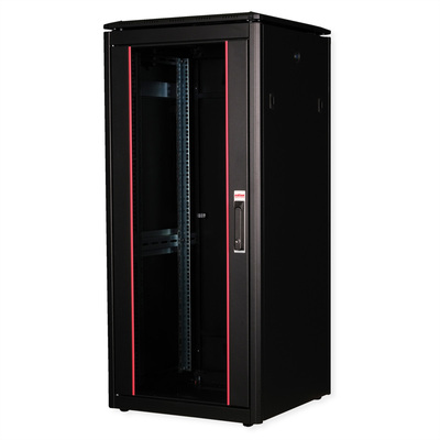 19" Rack na podlahu 26U, 1342x600x600mm (HxWxD), PRO, sklenené dvere, čierny