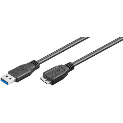 Kábel USB 3.0 A/MICRO-B M/M 0.5m, Super Speed, čierny