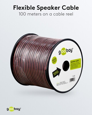 Reproduktorový kábel audio 2x0.75mm², 100m, meď, OFC (99,9% oxygen-free copper), červeno/čierny