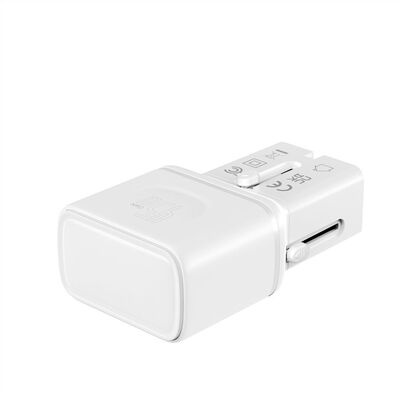 Nabíjačka USB 230V 2port, EU/UK/US, 2xUSB Typ C, 45W, PD, QC 3.0, cestovná/skladacia/vrecková, biela