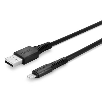 Kábel USB "Lightning" pre Apple, 2m, High Speed, čierny s MFI cert.