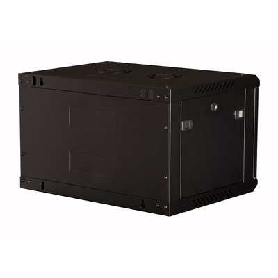 19" Rack na stenu 6U, čierny, 379x600x450 mm (HxWxD), odnímateľné bočnice