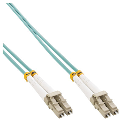 Fiber kábel LC-LC, 15m Duplex OM3(50/125µm), LSOH, 3mm, tyrkysový